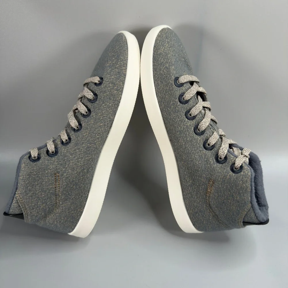 Allbirds Wool Piper Mids Womens 10 Sneakers‎ Gray Blue White Lace Up Shoe